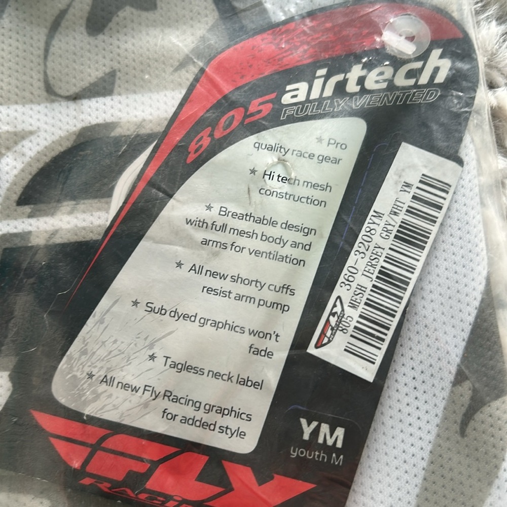 NWT Fly Racing 805 GRY/WHT Mesh Jersey, Size Youth Meduim - Picture 3 of 4